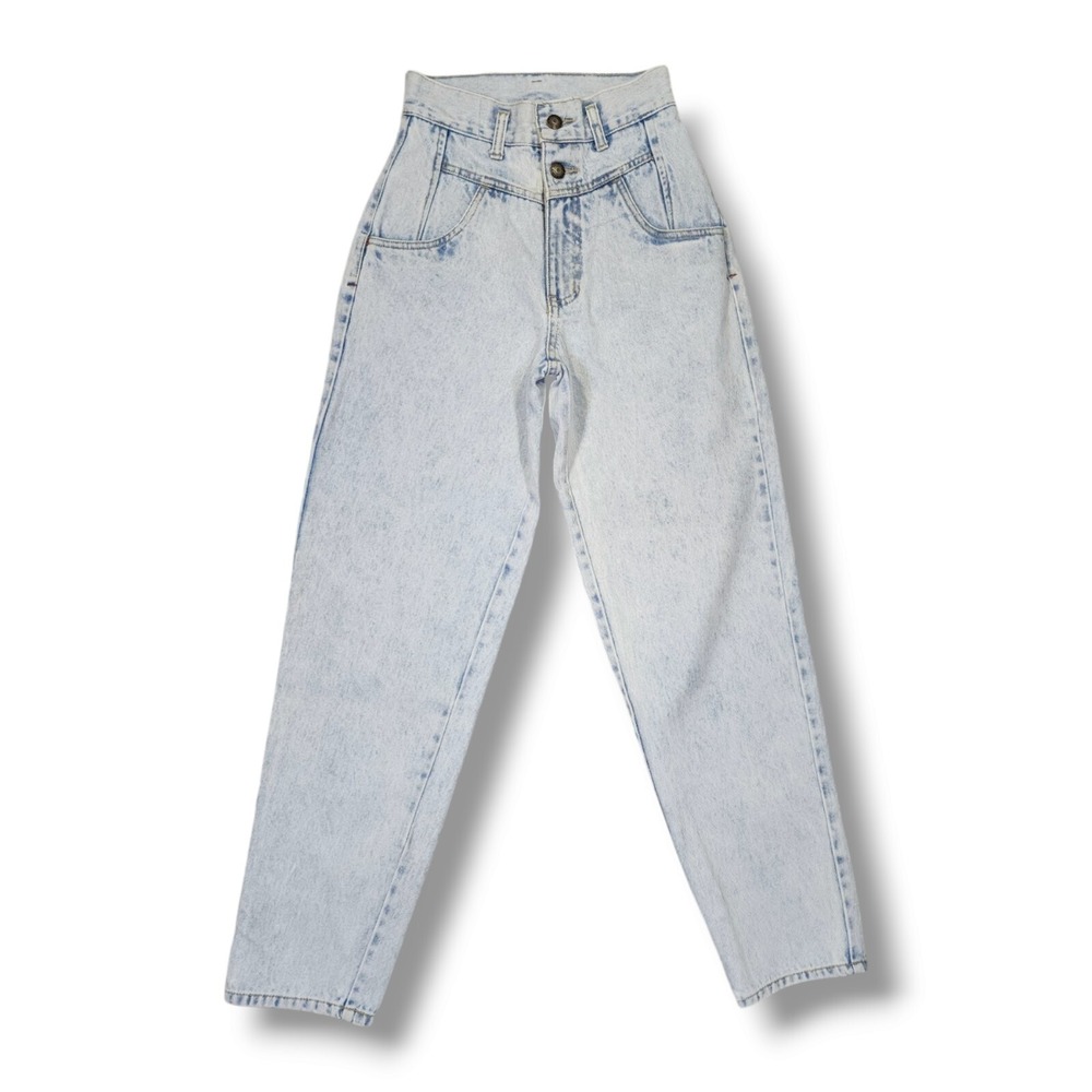 Bugle‎ Boy Acid Wash High Rise Tapered Leg VTG Jeans Women's Jr Size 5 (23x29)